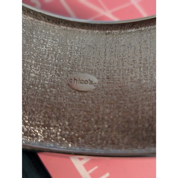 Chico's Extra Wide Heavy Hinged Clamper Style Silver Tone Bangle Bracelet - Picture 4 of 8